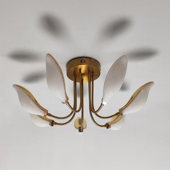 Люстра светодиодная 5 плафонов 72*28 см 40Вт 10000LM 18м2 3 цвета пульт медь Baizheng (1/1) - 1