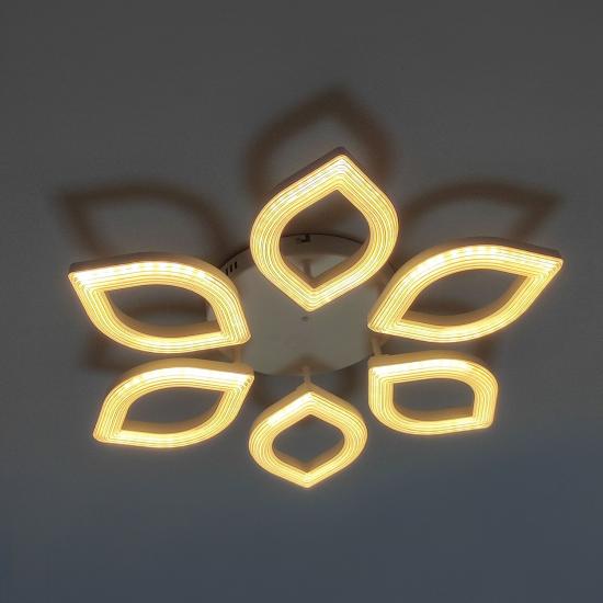 Люстра светодиодная 6 плафонов 65*10 см 96Вт 6912LM 30м2 3 цвета пульт белый Baizheng (1/1) - 1