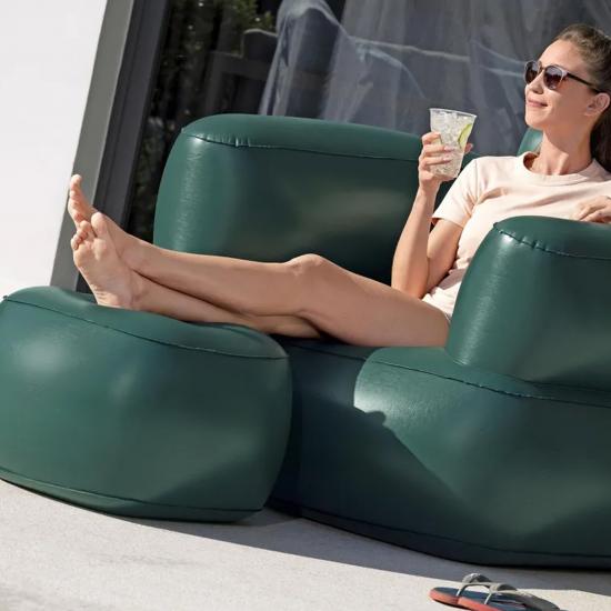 Кресло надувное 107*99*80 см с пуфиком 48*48*36 см до 100 кг микс Comfi Cube Lounger BestWay (1/1) - 1