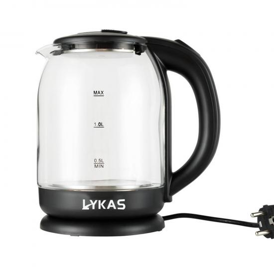 Чайник стеклянный электрический 2 л 1,8 кВт 58,5*39*57 см черный L-907 Lykas (1/12) - 1