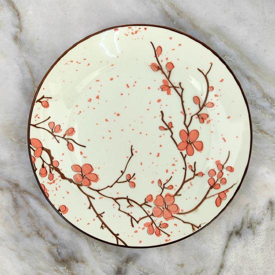 Тарелка фарфоровая десертная  20 см Sakura Коралл (12/60) - 1