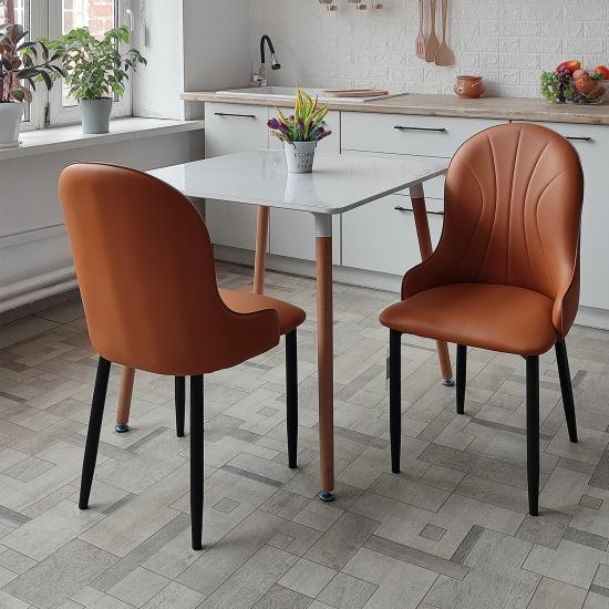Стул металлический 89*46*45 см до 150 кг 2 шт искусственная кожа коричневый Baizheng (1/6) - 1