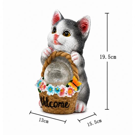 Фигурка смола садовая 19,5 см солнечная батарея Котенок Baizheng (1/12) - 1