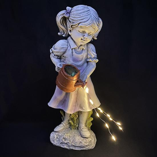 Фигурка смола садовая 27 см солнечная батарея Девочка  Baizheng (1/24) - 1