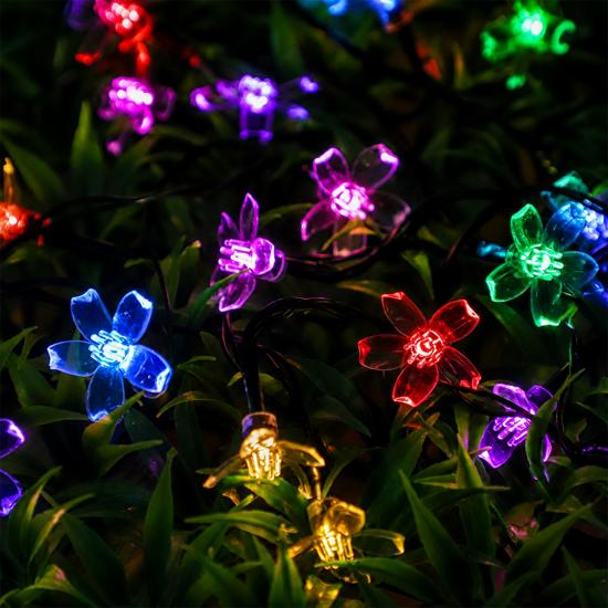Гирлянда для улицы 40 led 8 м 8 режимов штекер солнечная батарея мультицвет Сакура Baizheng (1/50) - 1