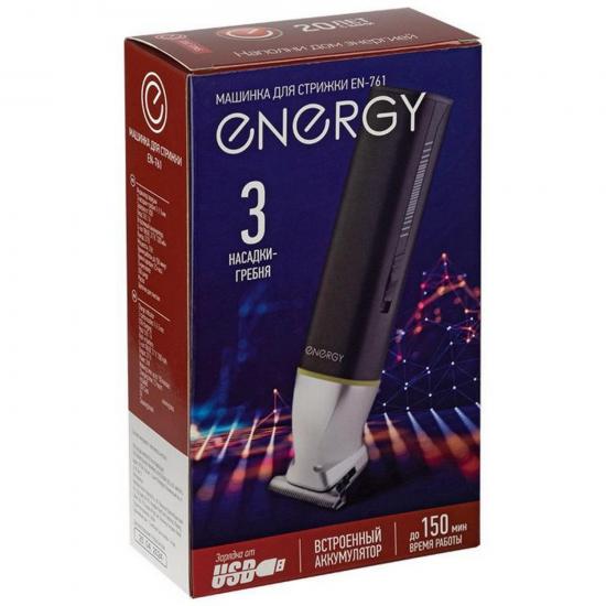 Машинка для стрижки  5 Вт аккумулятор 1200 мАч USB 3 насадки черный EN-761 Energy (1/24) - 1