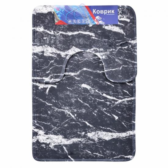 Коврик для ванной полиэстер 2 пр 50*80/45*50 см рис1 мрамор черный BZY0929 Baizheng (1/30) - 1