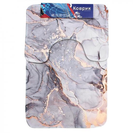 Коврик для ванной полиэстер 2 пр 60*90/60*45 см рис4 мрамор серый BZY0930 Baizheng (1/30) - 1