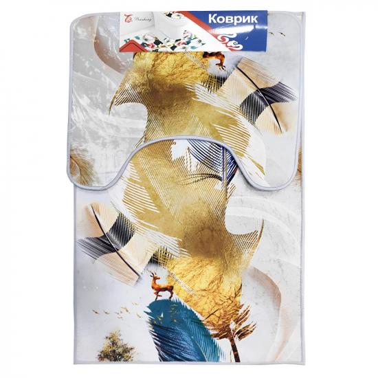 Коврик для ванной 2 пр 50*80/40*50см рис2 перья BZ-SJR258 Baizheng (1/30) - 1
