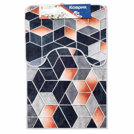 Коврик для ванной полиэстер 2 пр 60*90/50*60 см рис1 ромбы BZ-SJR269 Baizheng (1/30) - 1