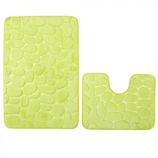 Коврик для ванной полиэстер 2 пр 60*90/60*45 см рис1 камни зеленый BZ-YH602 Baizheng (1/40) - 1
