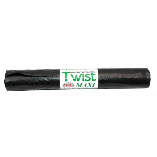 Пакет для мусора 120л 35мкм (750*930) ПВД TWIST MAXI в рулоне прочные 10шт  /10/ - 1